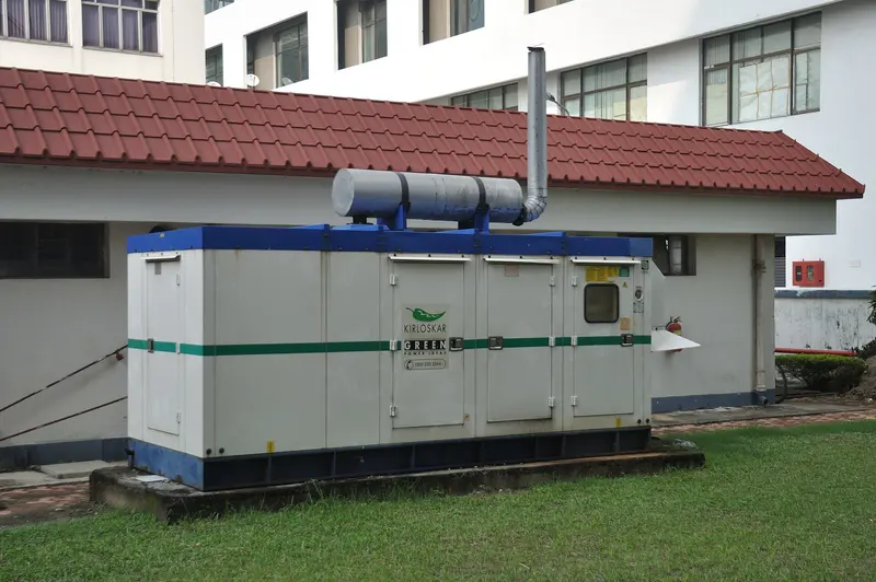 Diesel generator set installed outside a building